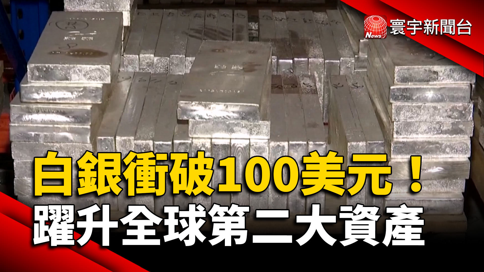 白銀衝破100美元！超車輝達，躍升全球第二大資產- 寰宇新聞網